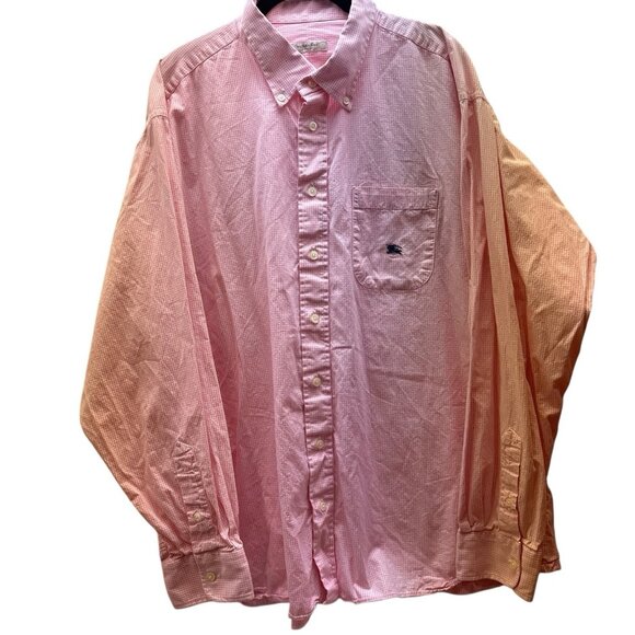 Burberry London Pink & White Mens 2XL Shirt Button Up Front Pocket - Picture 1 of 6